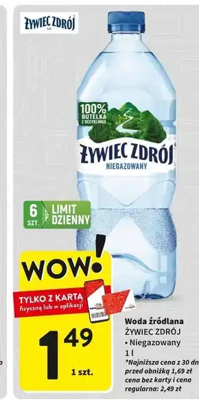 Intermarche Żywiec Zdrój Niegazowany Woda źródlana 1 l oferta