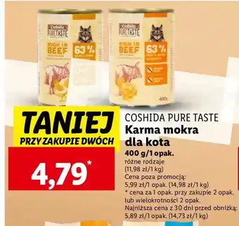 Lidl Karma dla kota wołowina i kurczak Coshida Pure Taste oferta