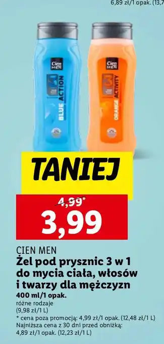 Lidl Żel pod prysznic blue action Cien Men oferta