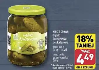 ALDI Ogórki konserwowe delikatesowe King's Crown (Aldi) oferta