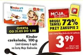 Biedronka Kinder czekolada 100g oferta