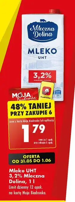 Biedronka Mleko 3.2% Mleczna Dolina oferta