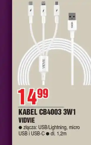 E.Leclerc Kabel 3w1 usb-micro typ-c lightning 2.4a 1.2m cb4003 biały Vidvie oferta