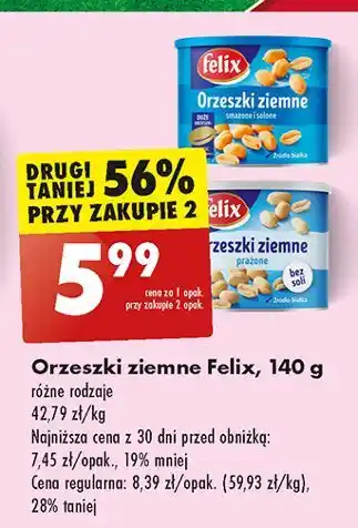 Biedronka Orzeszki ziemne prażone bez soli Felix oferta