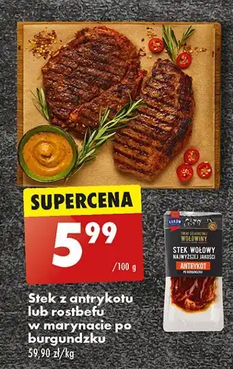Biedronka Stek wołowy z antrykotu w marynacie po burgundzku Łuków oferta