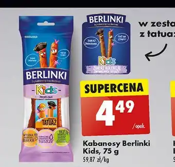 Biedronka Kabanosy drobiowe + tatuaż Morliny Berlinki Kids oferta