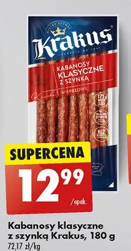 Biedronka Kabanosy klasyczne z szynką Krakus Animex oferta