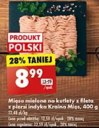 Biedronka Mięso mielone na kotlety z fileta z piersi indyka Kraina Mięs 400 g oferta