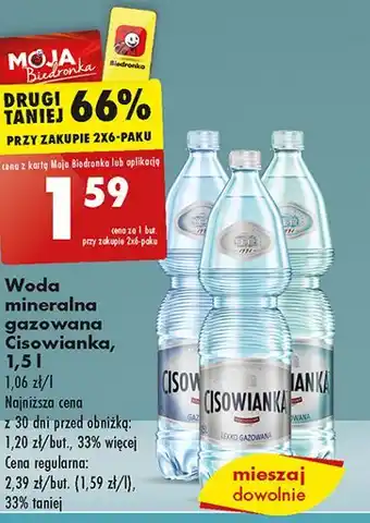 Biedronka Woda gazowana Cisowianka oferta