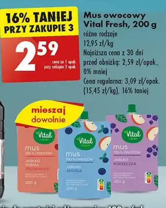 Biedronka Mus jabłko-jagoda Vital Fresh oferta