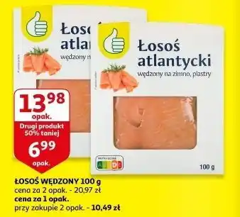 Auchan Łosoś atlantycki wędzony plastry Podniesiony Kciuk oferta