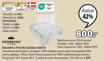 JYSK Kołdra z puchu gęsiego oferta