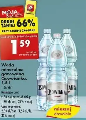 Biedronka Woda niegazowana Cisowianka oferta