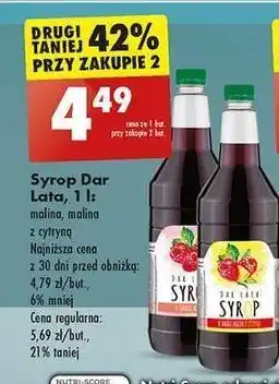 Syrop malinowy z cytryną Dar Lata