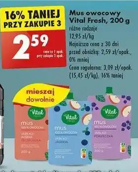 Biedronka Mus jabłko porzeczka Vital Fresh oferta