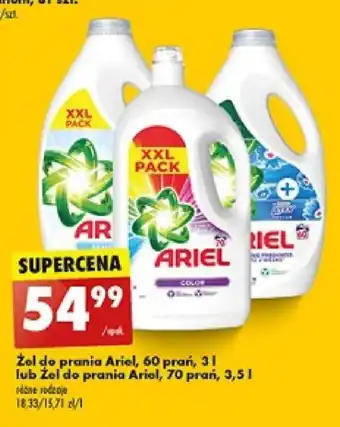 Biedronka Żel do prania Ariel, 60 prań, 31 lub żel do prania Ariel, 70 prań, 3,5 l oferta