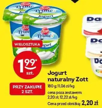Żabka Jogurt naturalny Zott 180 g oferta