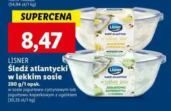 Lidl LISNER Śledź atlantycki w lekkim sosie 280g oferta