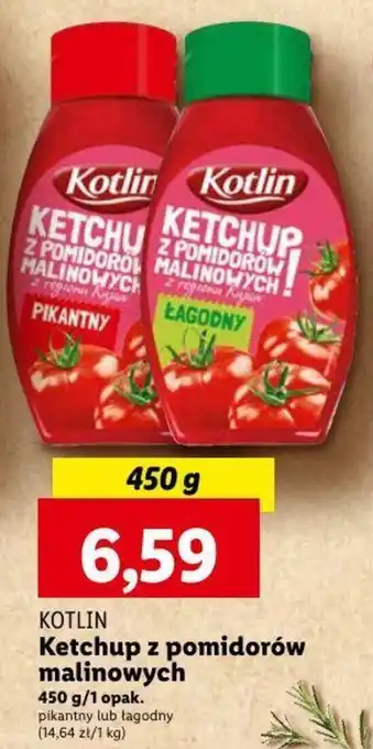 Lidl KOTLIN Ketchup z pomidorów malinowych 450g oferta
