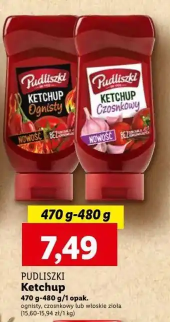 Lidl PUDLISZKI Ketchup 470-480g oferta