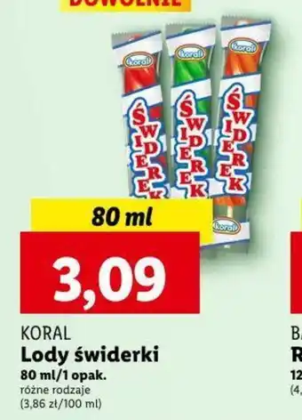 Lidl KORAL Lody świderki 80ml oferta