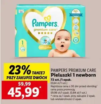 Lidl PAMPERS PREMIUM CARE Pieluszki 1 newborn 72 szt. oferta