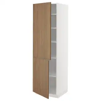 IKEA Metod Szafka wysoka z półkami/2drz, biały/tistorp imitacja brązowego orzecha, 60x60x200 cm oferta