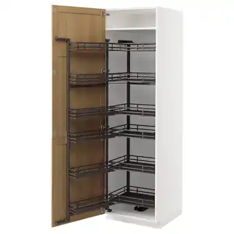 IKEA Metod Szafka wysoka z wysuwaną spiżarką, biały/forsbacka dąb, 60x60x200 cm oferta
