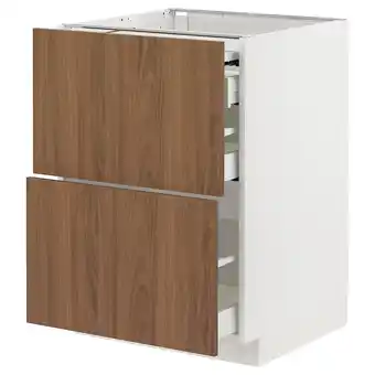 IKEA Metod / maximera Szafka st z wysuwanym blatem/3szu, biały/tistorp imitacja brązowego orzecha, 60x60 cm oferta