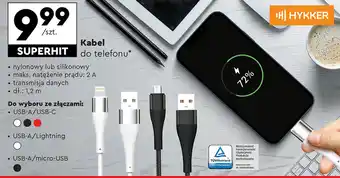Biedronka Kabel 1.2 m usb-a/lightning Hykker oferta