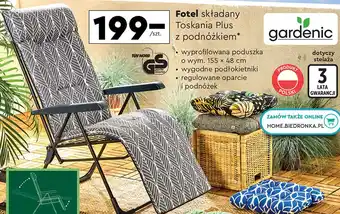 Biedronka Fotel składany toskania plus z podnóżkiem Gardenic oferta
