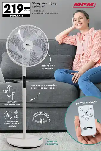 Biedronka Wentylator stojący z pilotem 60 w Mpm Product oferta