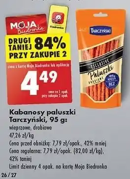 Biedronka Kabanosy wieprzowe Tarczyński Exclusive oferta