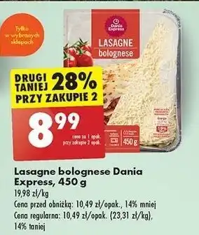 Biedronka Lasagne bolognese Danie Express oferta