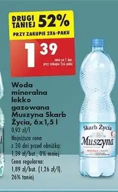 Biedronka Woda lekko gazowana Muszyna Skarb Życia oferta