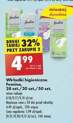 Biedronka Wkładki higieniczne multiform normal Femina oferta