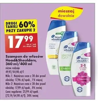 Biedronka Szampon do włosów 2 in 1 smooth & silky Head&Shoulders oferta