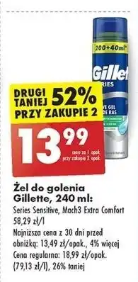 Biedronka Żel do golenia extra comfort Gillette Mach3 oferta