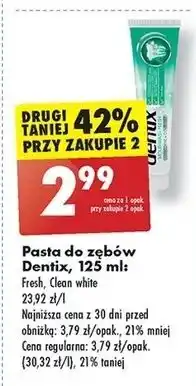 Biedronka Pasta do zębów extra clean white Dentix oferta