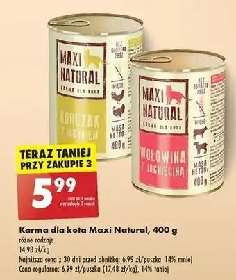Biedronka Karma dla kota kurczak z indykiem Maxi Natural oferta