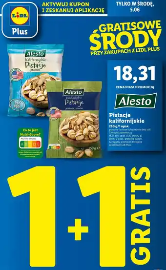 Lidl Pistacje kalifornijskie prażone i solone Alesto oferta