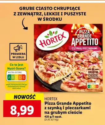 Lidl Pizza grande appetito z szynką i pieczarkami Hortex oferta