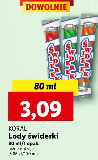 Lidl Lody waniliowe w polewie sorbetowej truskawkowej Koral Świderek oferta