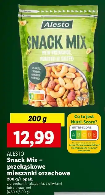 Lidl Snack mix z pistacjami Alesto oferta