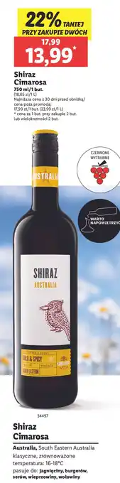 Lidl Wino Cimarosa Shiraz Australia oferta