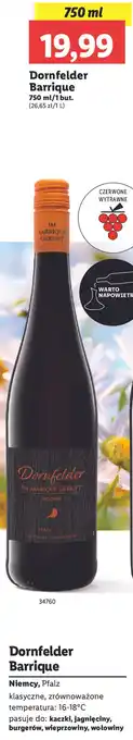 Lidl Wino Dornfelder Barrique Gereift oferta