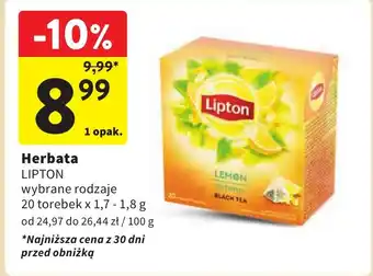 Intermarche Herbata LIPTON 20 torebek x 1,7-1,8 g oferta