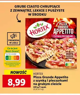 Lidl Pizza grande appetito z szynką i pieczarkami Hortex oferta