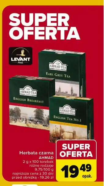 Carrefour Herbata ekspresowa z zawieszką Ahmad tea london english breakfast oferta