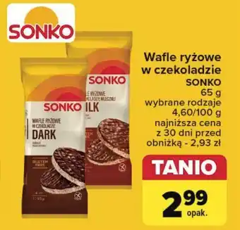 Carrefour Wafle ryżowe w czekoladzie mlecznej Sonko oferta